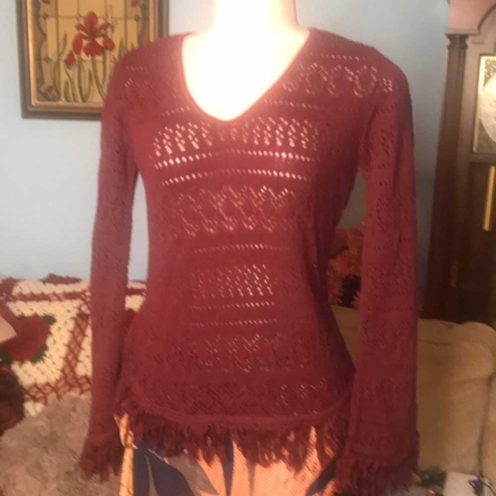 Great‎ American Sweater company wine fringe
